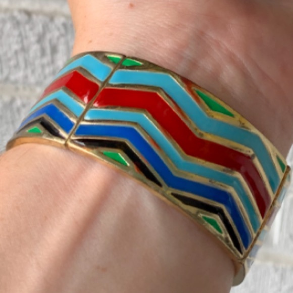 Jewelry - Aztec Elastic Gold Framed Plated Bracelet